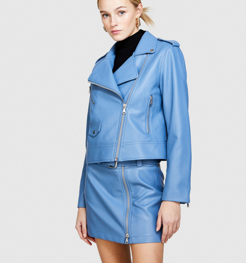 Padded biker jacket - women's jackets - Blue | Sisley image number 4